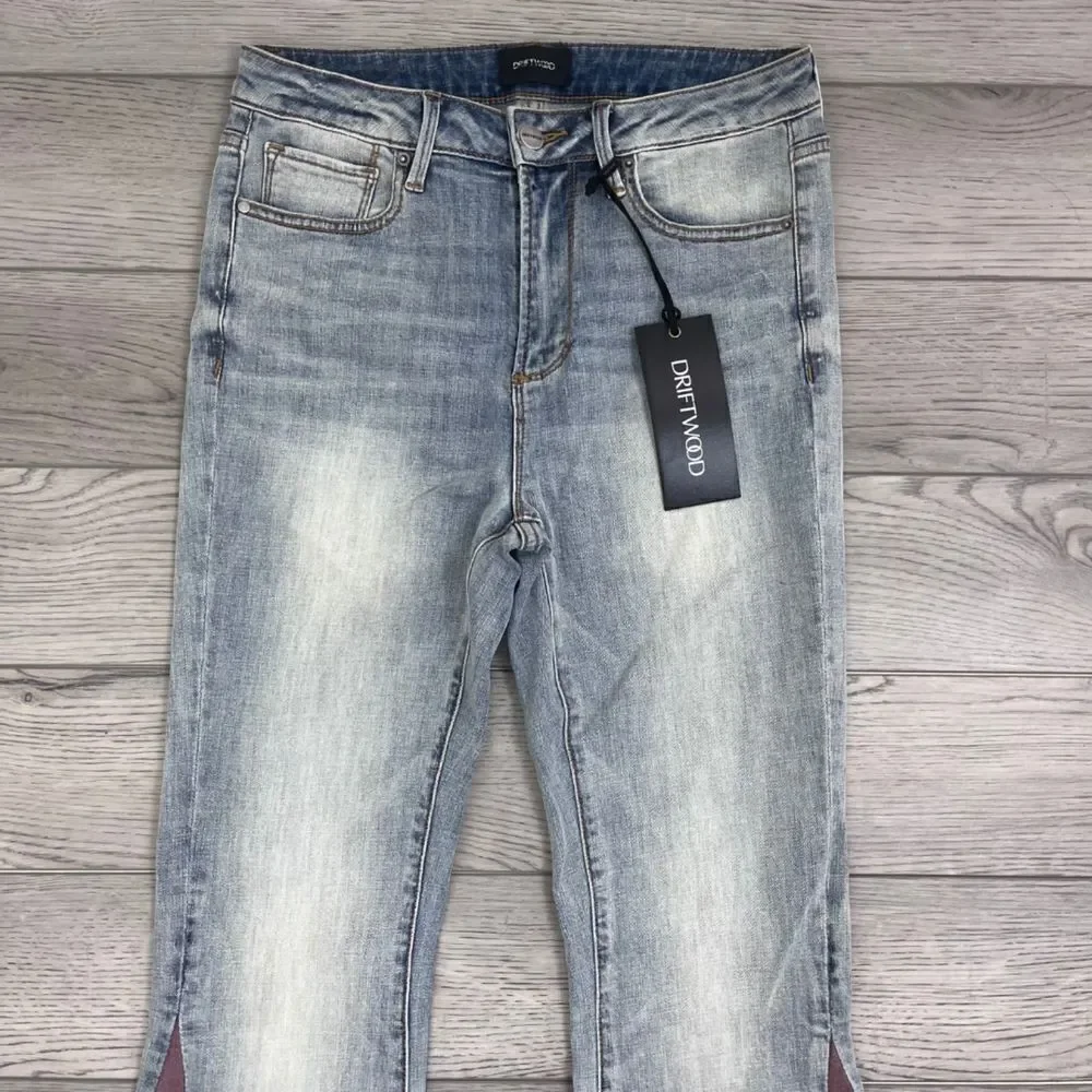 Driftwood Farrah Cowgirl Size 27 Patch Flare High Rise NEW Denim Retro Jeans